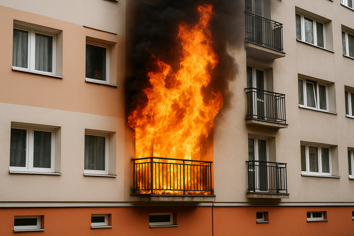 Płonął balkon. Policja ewakuowała seniorkę i ugasiła pożar