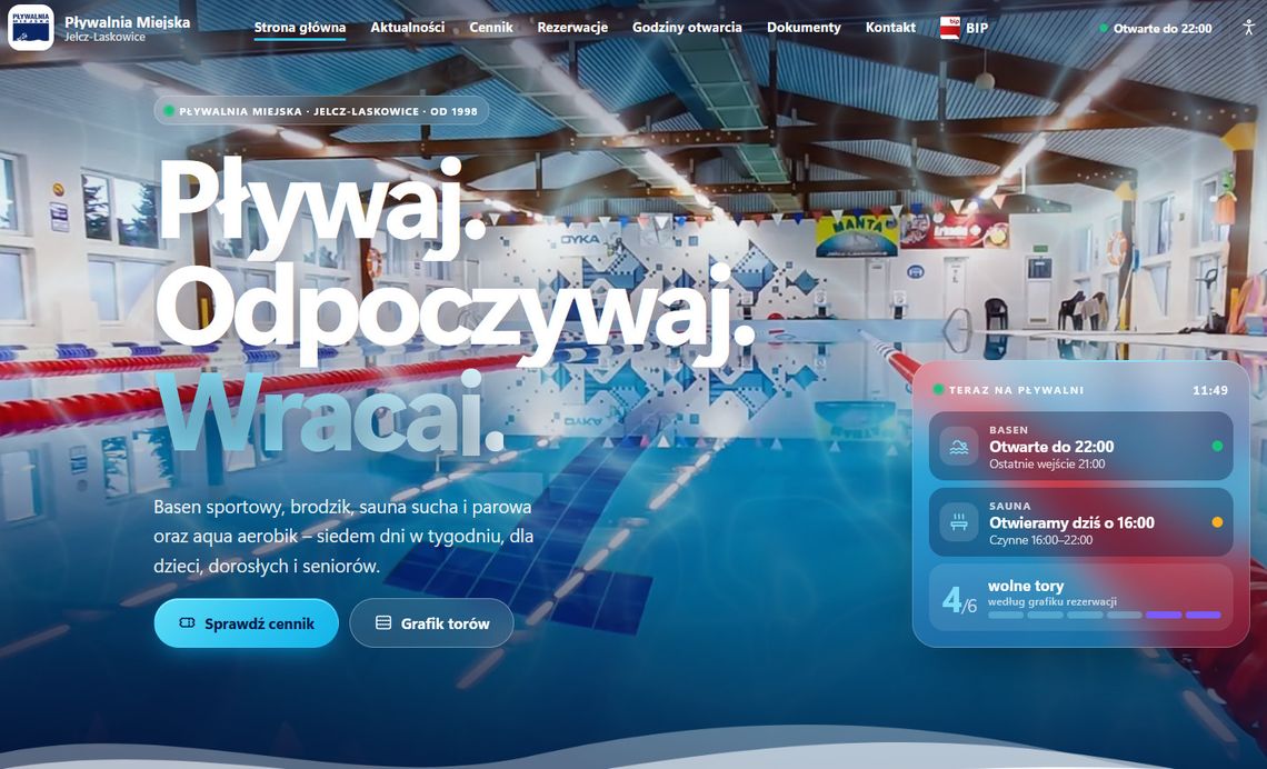 Pływalnia w Jelczu-Laskowicach z nową stroną Pływalnia w Jelczu-Laskowicach z nową stroną