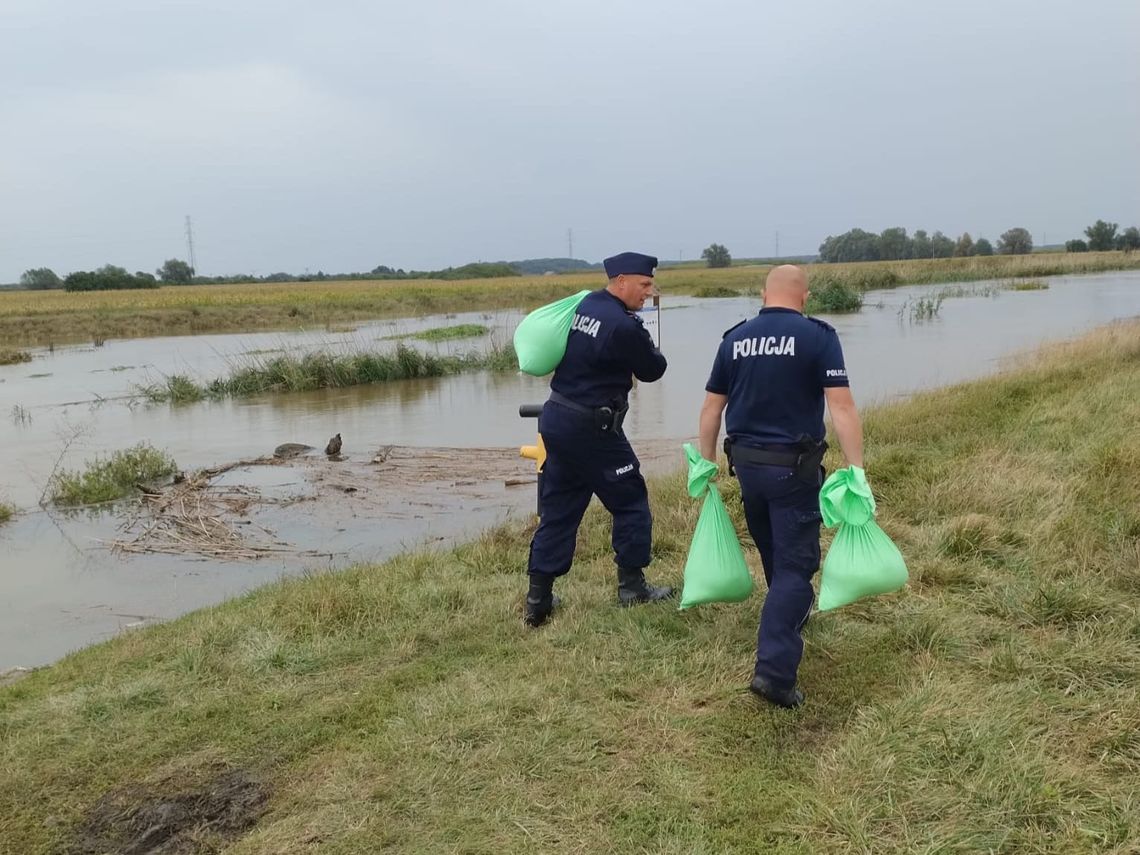 Policjanci też pomagają na wałach