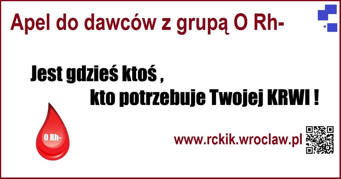 Potrzebna krew grupy O Rh -