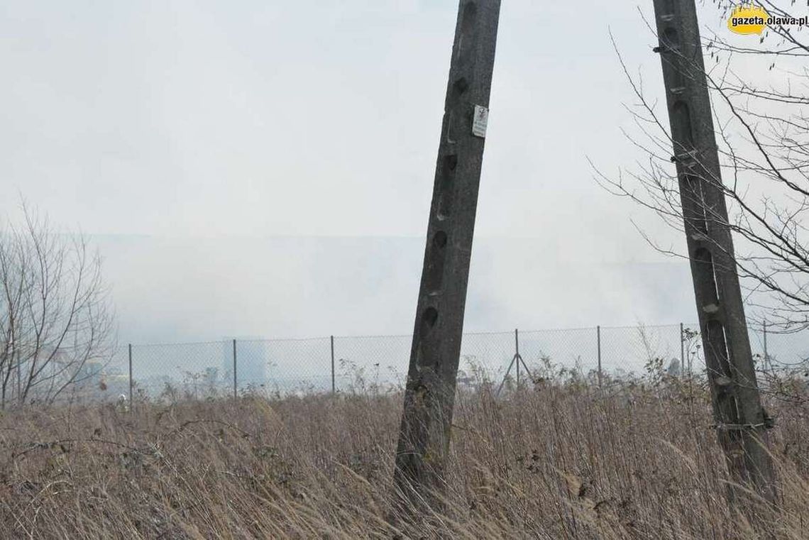 Pożar obok fabryki