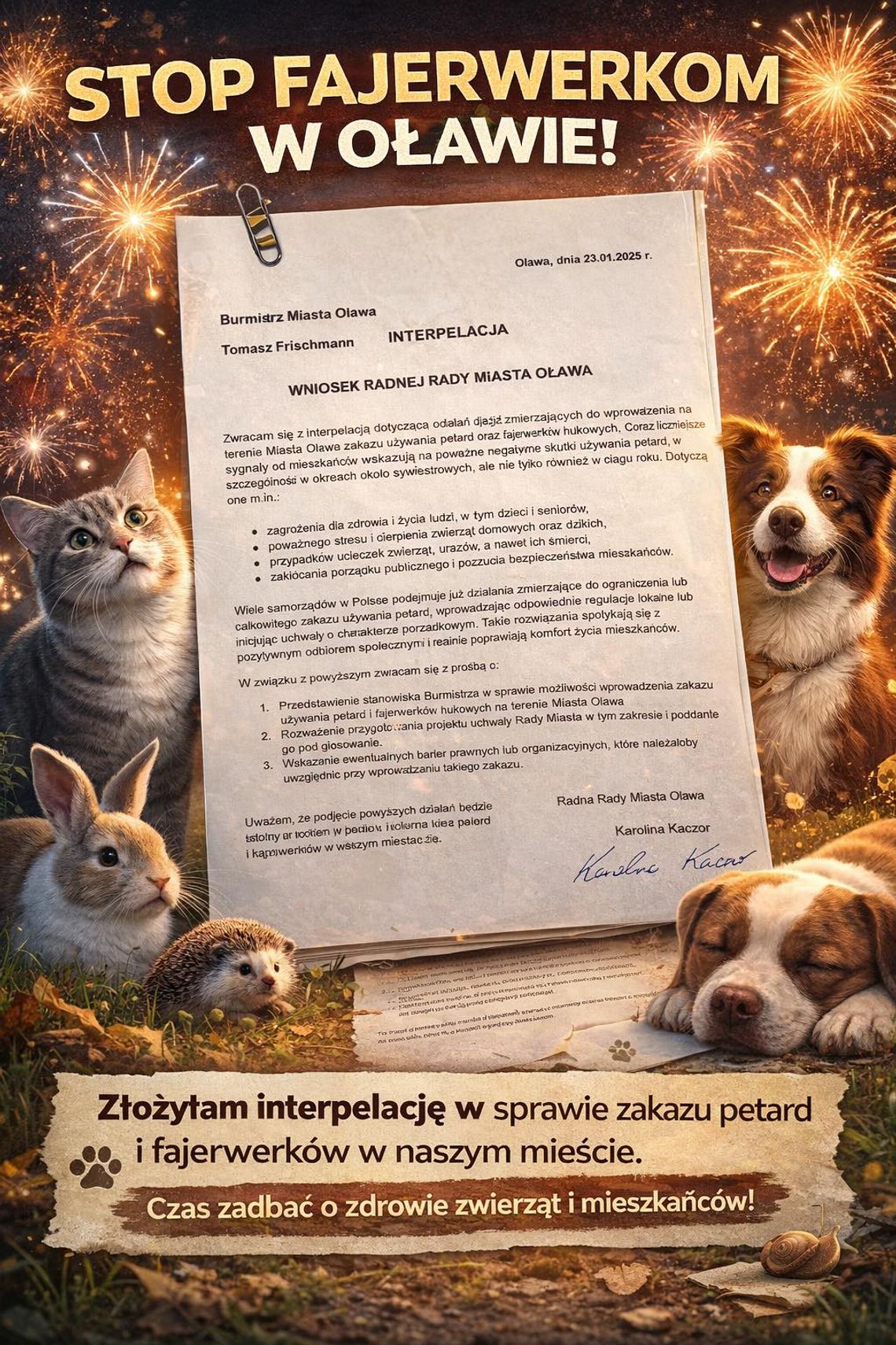 Radna chce w Oławie zakazu używania petard i fajerwerków hukowych Radna chce w Oławie zakazu używania petard i fajerwerków hukowych