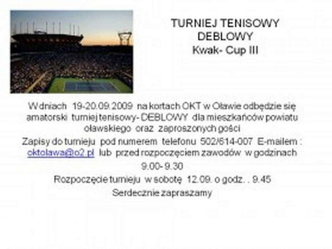 Tenisowy turniej deblowy „Kwak- Cup III”