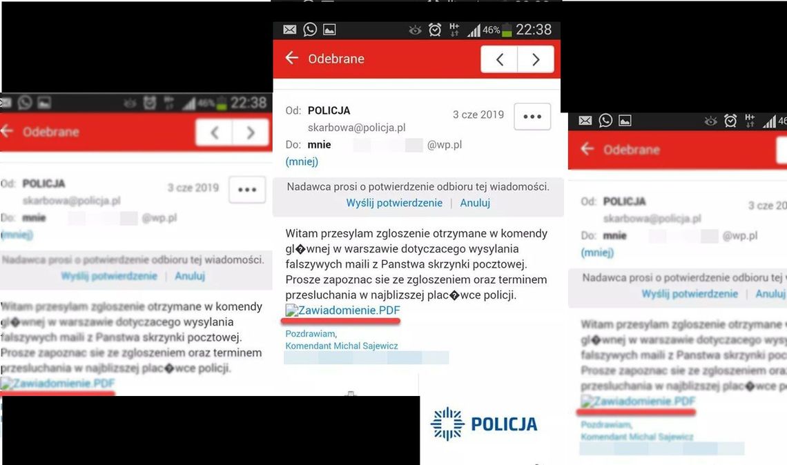 To nie od policji! Lepiej usuń taką wiadomość