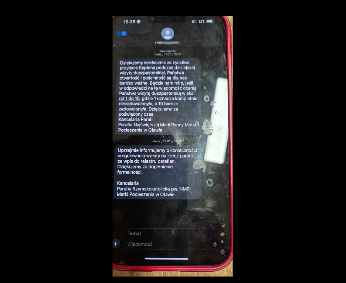 To próba oszustwa - informuje parafia w Oławie