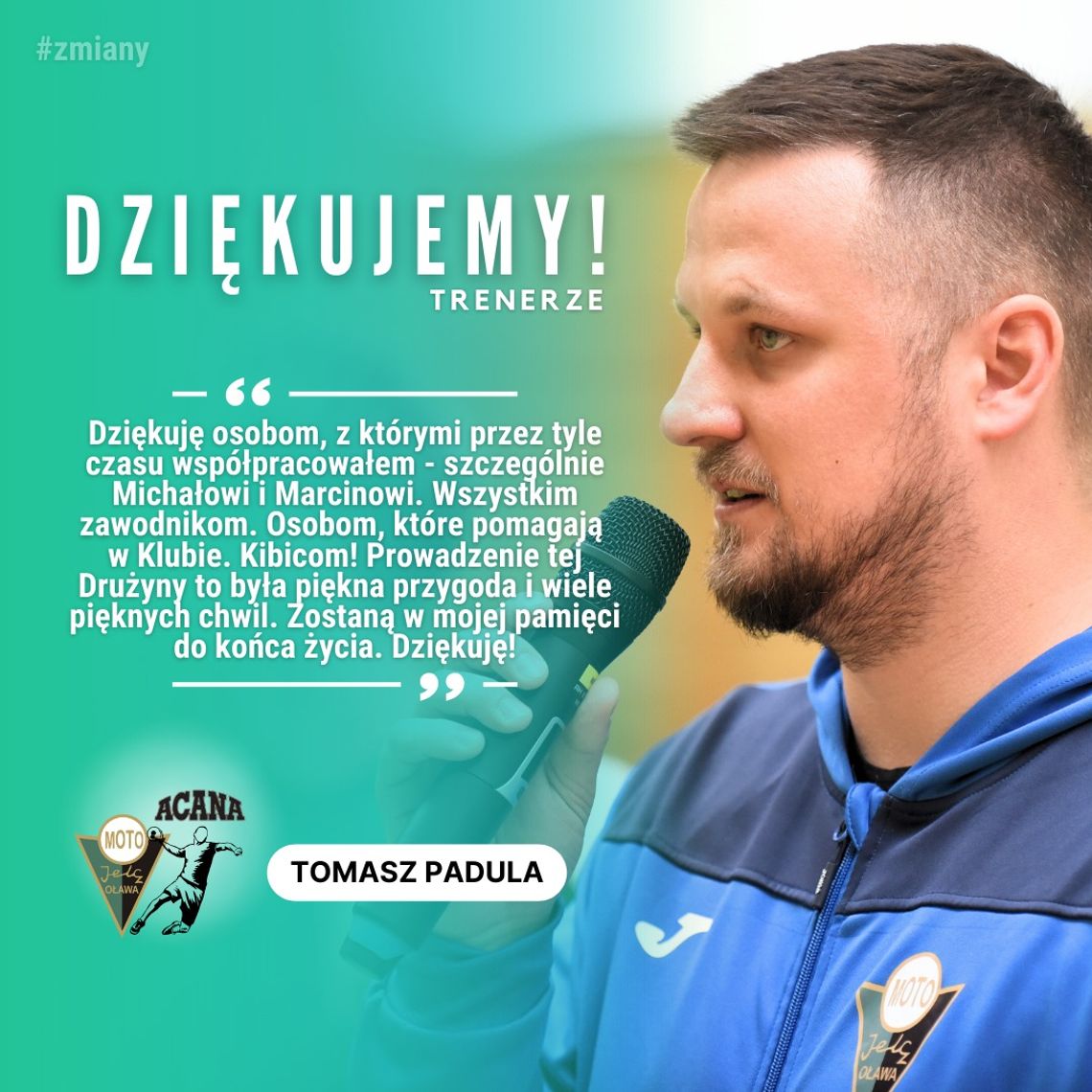 Tomasz Padula nie będzie już trenerem pierwszej drużyny