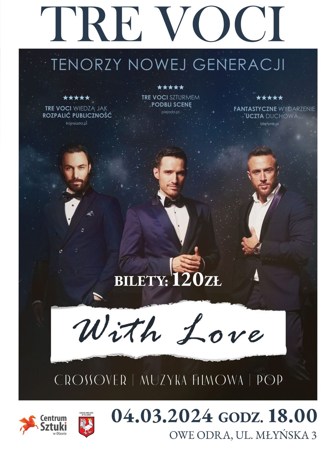 Tre Voci "With love" - bilety już w sprzedaży