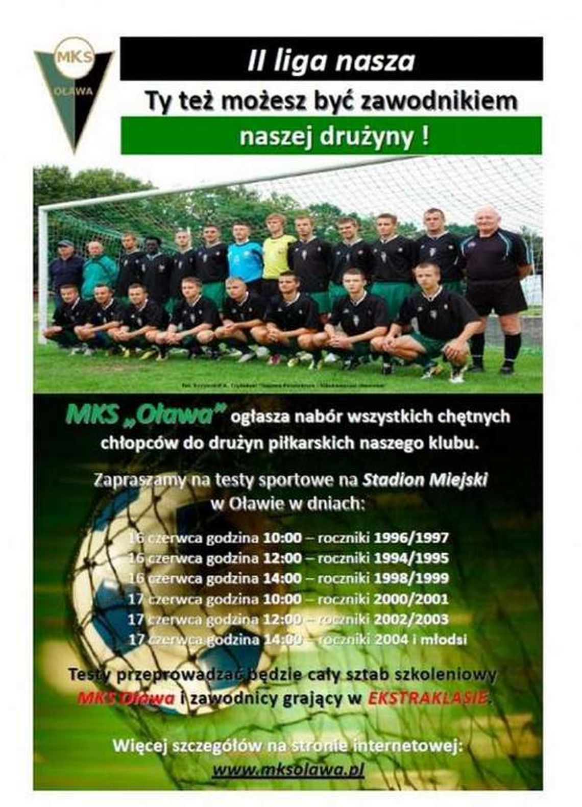 Ty też możesz być zawodnikiem naszej drużyny! Ty też możesz być zawodnikiem naszej drużyny!