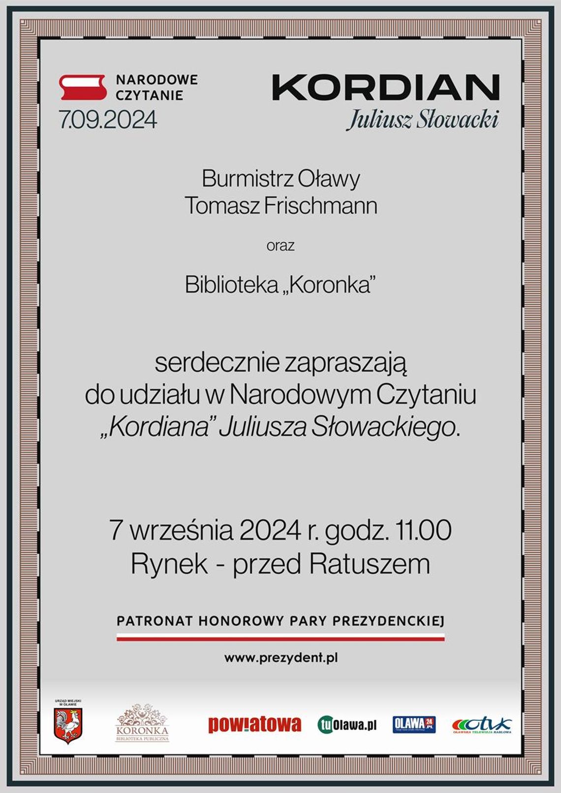 Tym razem będzie czytany "Kordian"