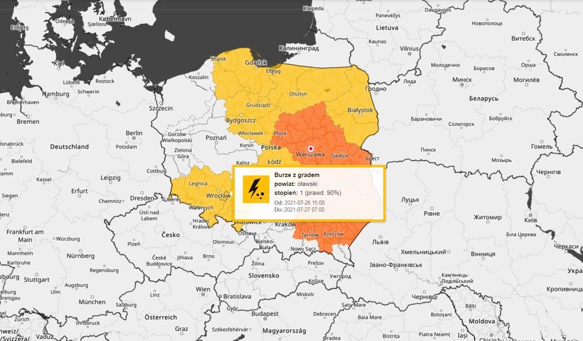 Uważajcie na burze. Jest ostrzeżenie