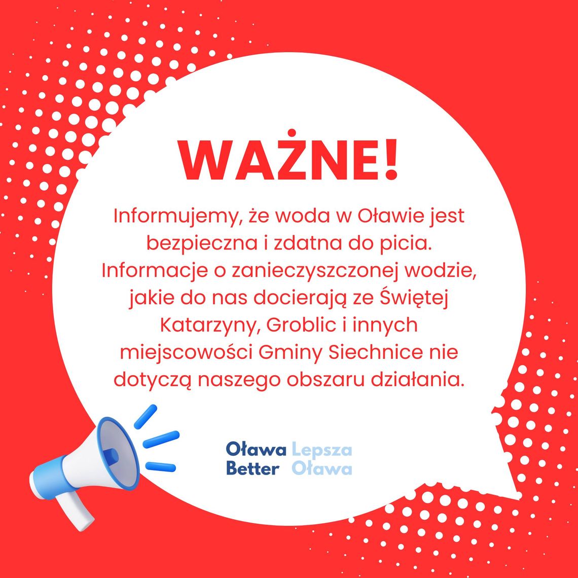 W Oławie woda bezpieczna i zdatna do picia