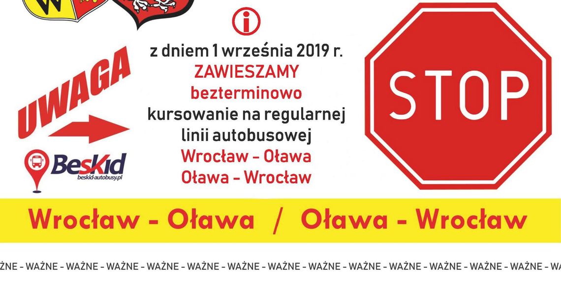 WAŻNE! Nie będzie autobusów do Wrocławia!