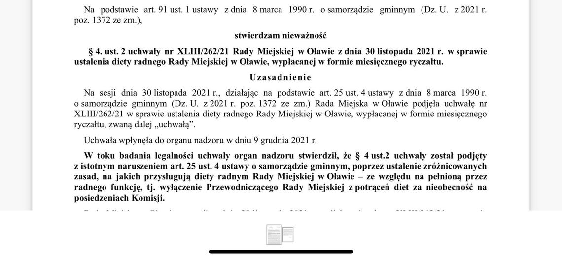 Wojewoda uchylił część uchwały, chodzi o dietę przewodniczącego