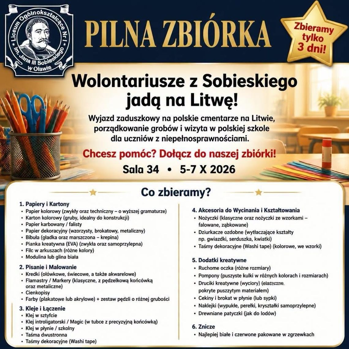 Wolontariusze Sobieskiego jadą na Litwę Wolontariusze Sobieskiego jadą na Litwę