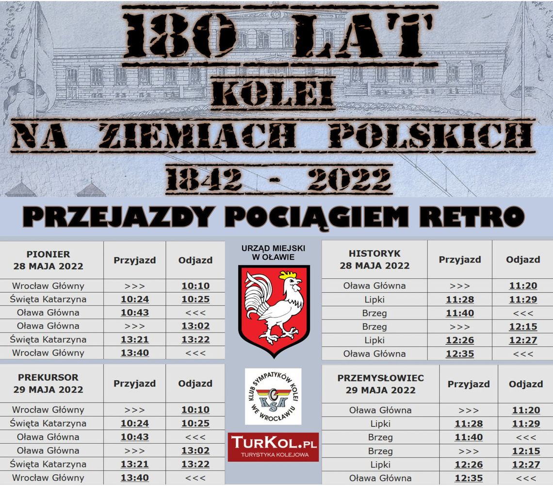 Zabytkowy pociąg na 180. rocznicę