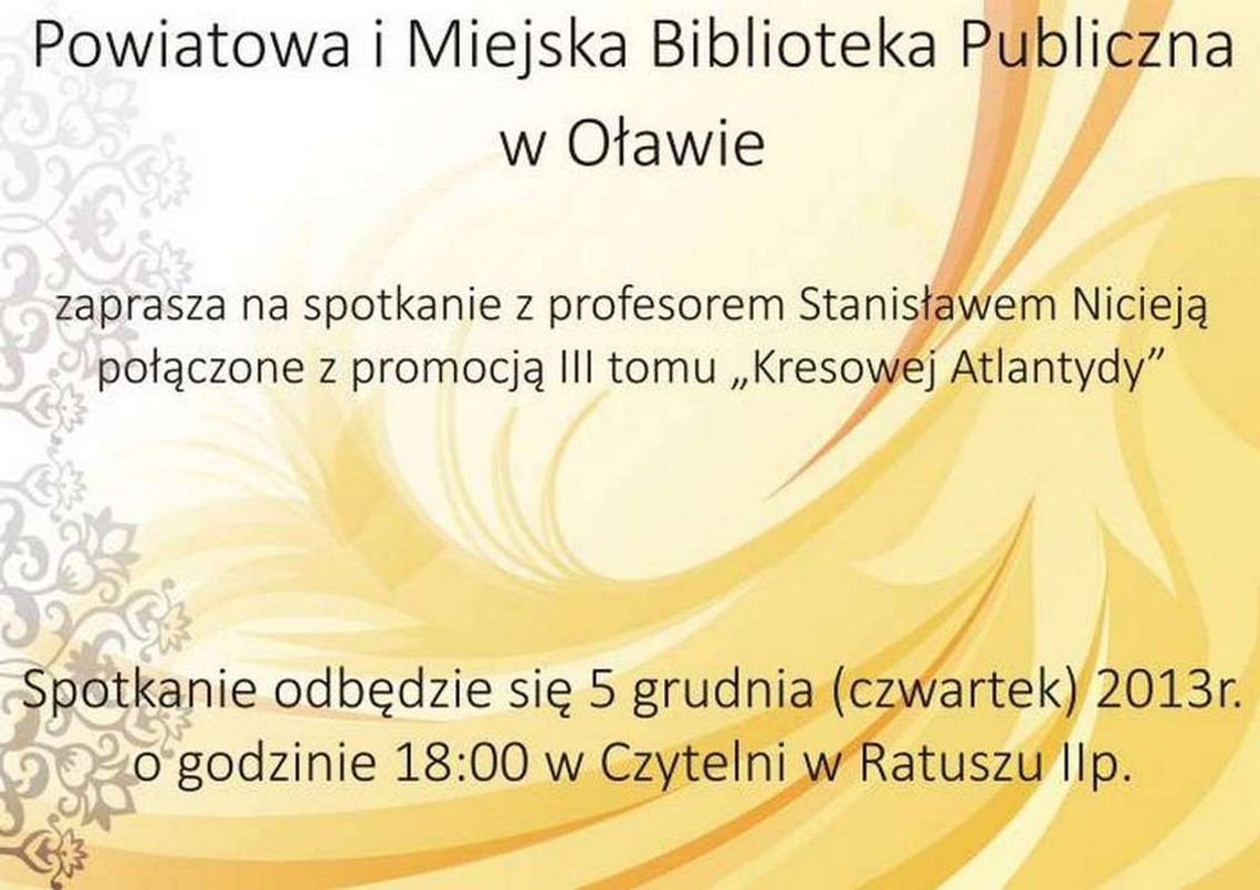 Zaproszenie na spotkanie z prof. Nicieją