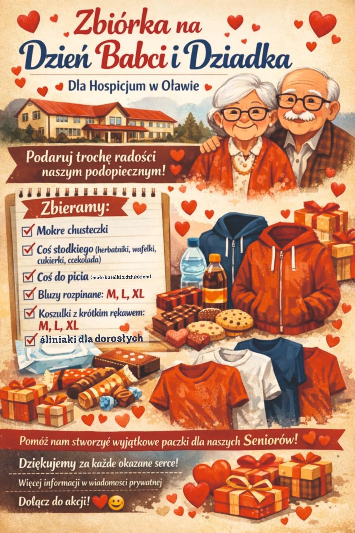 Zbiórka dla hospicjum. Z okazji Dnia Babci i Dziadka