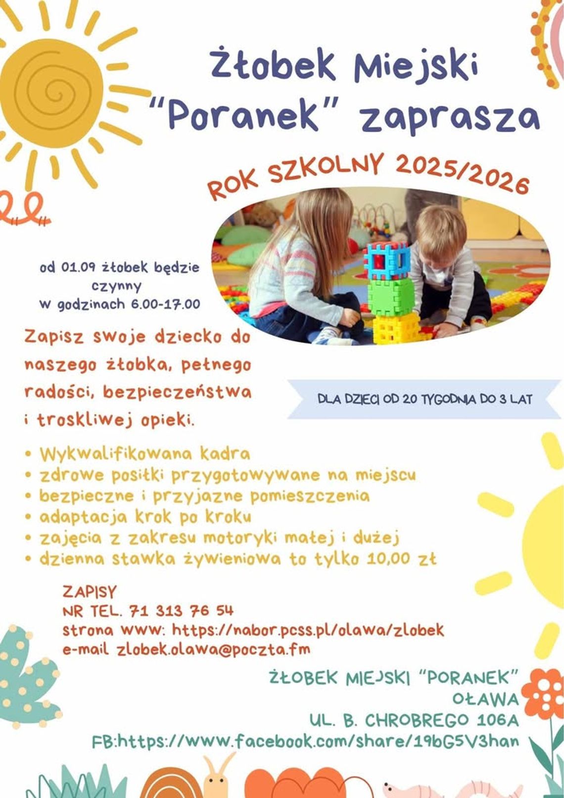 ŻŁOBEK MIEJSKI "PORANEK" zaprasza!
