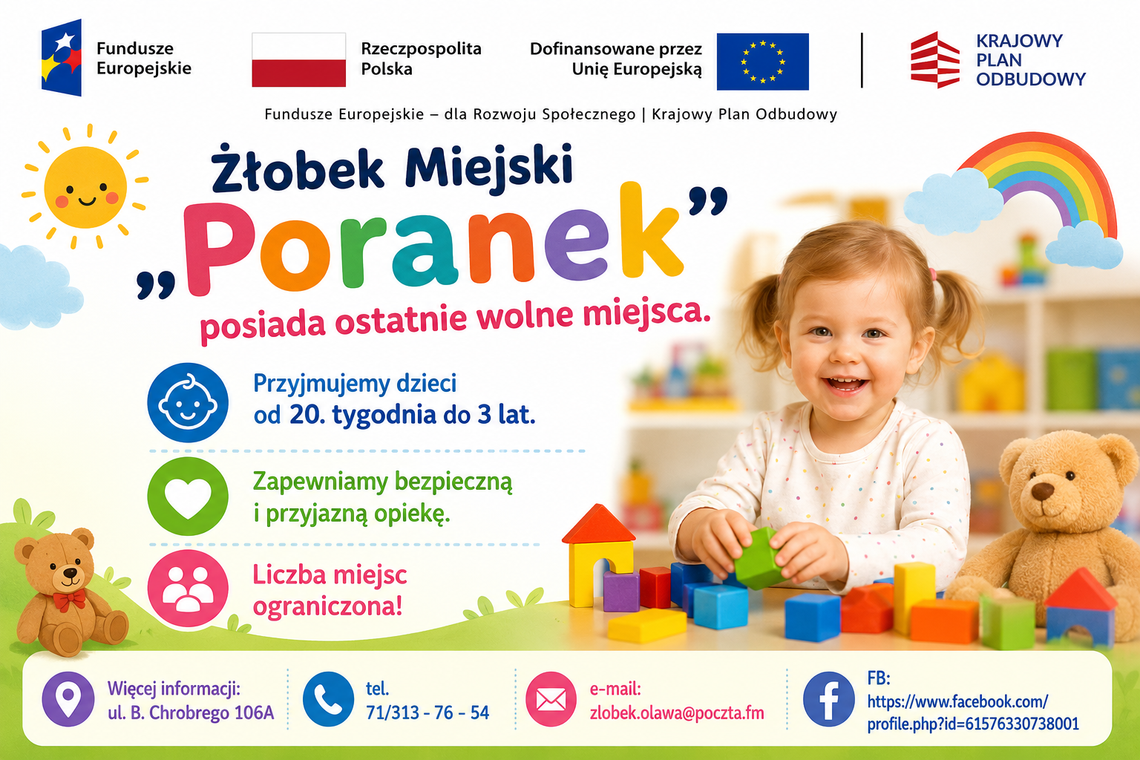 Żłobek Miejski PORANEK zaprasza