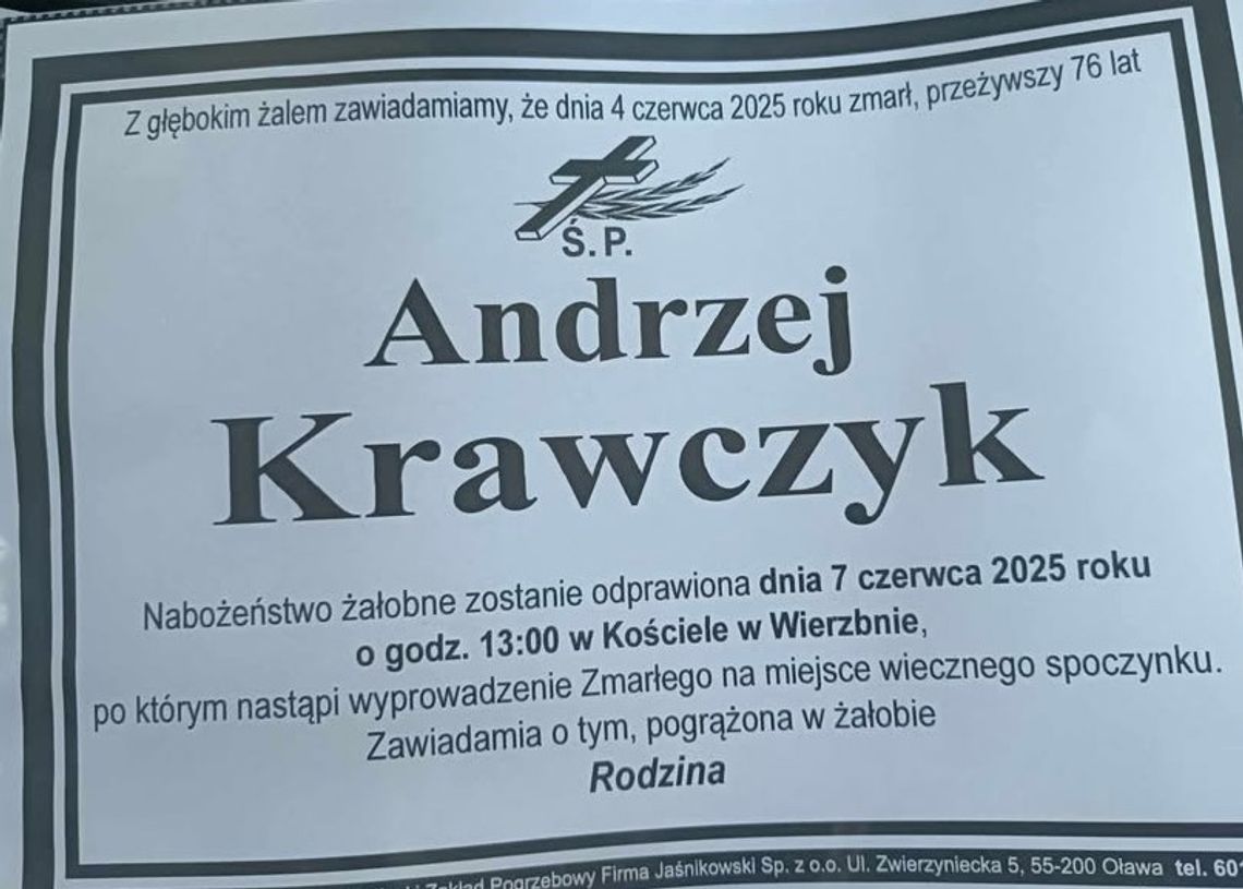 Zmarł Andrzej Krawczyk