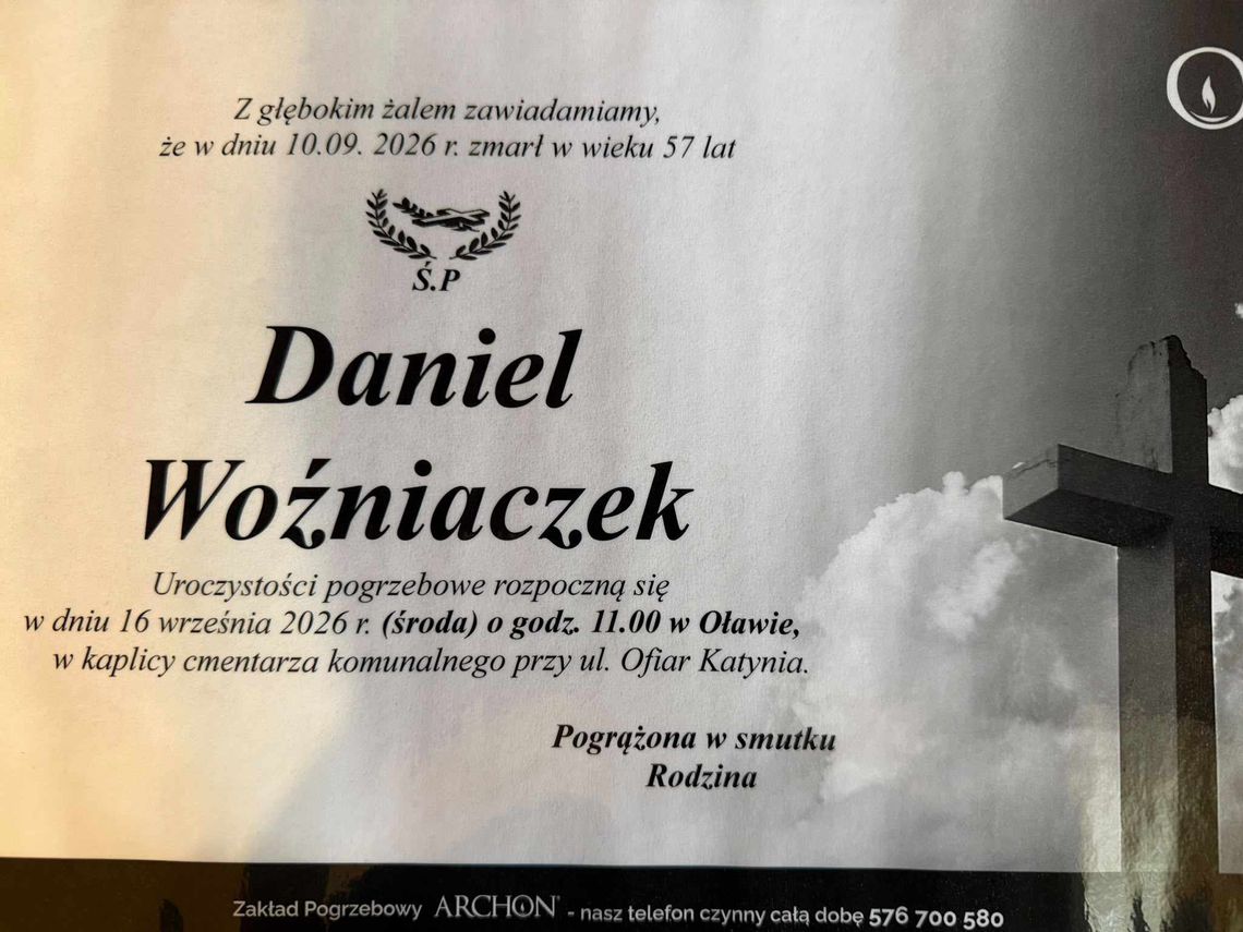 Zmarł Daniel Woźniaczek