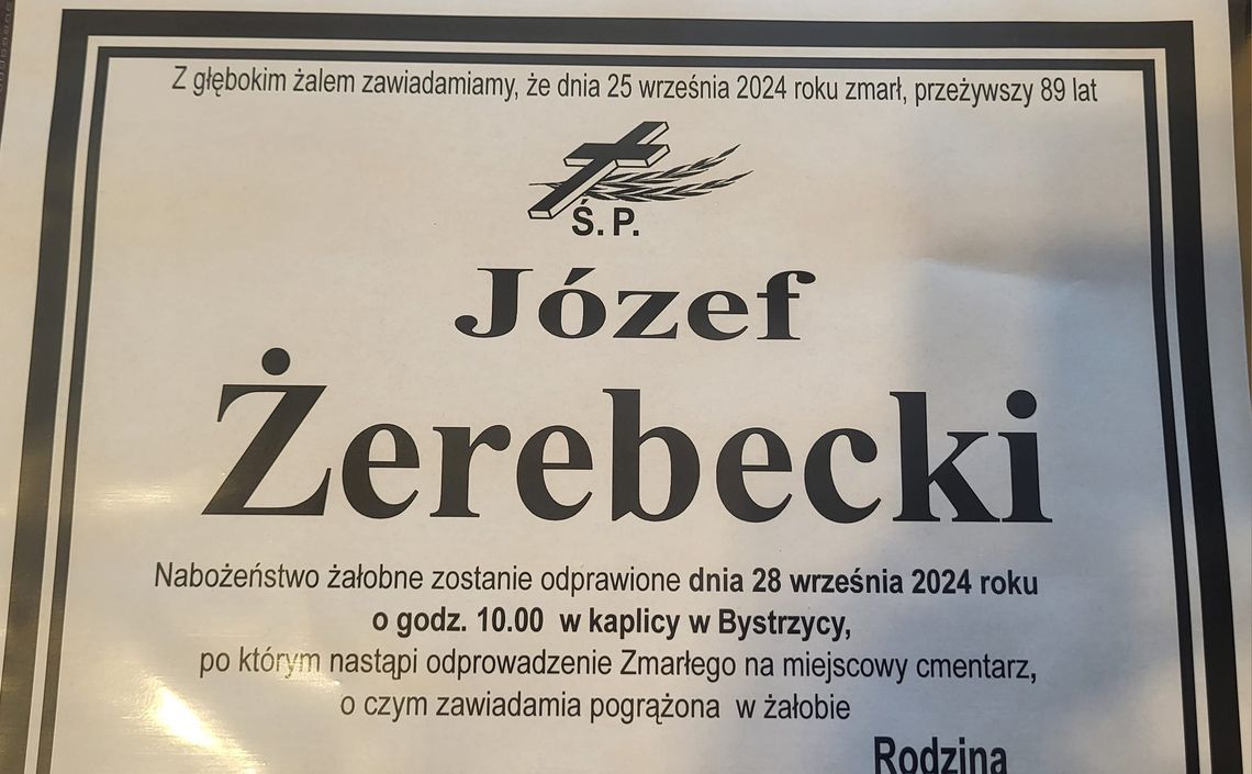 Zmarł Józef Żerebecki