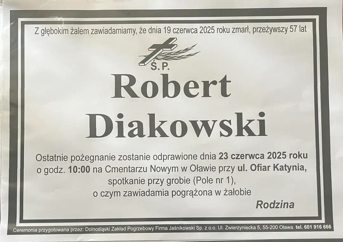 Zmarł Robert Diakowski