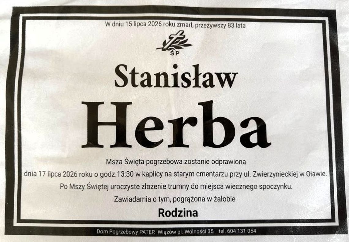 Zmarł Stanisław Herba