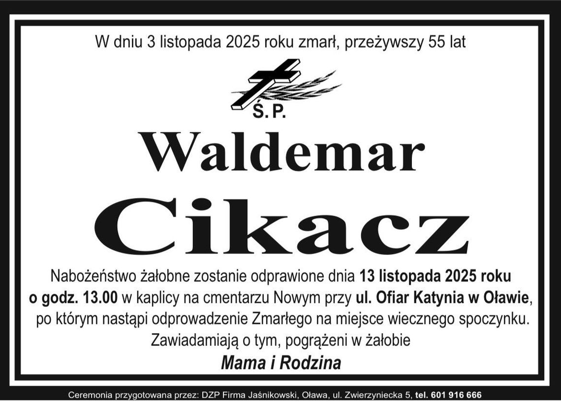 Zmarł Waldemar Cikacz