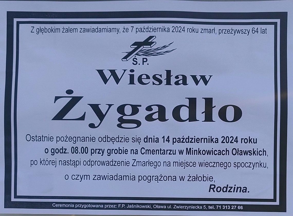 Zmarł Wiesław Żygadło