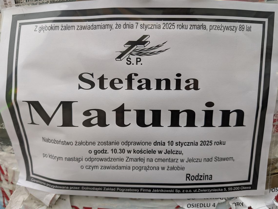 Zmarła Stefania Matunin