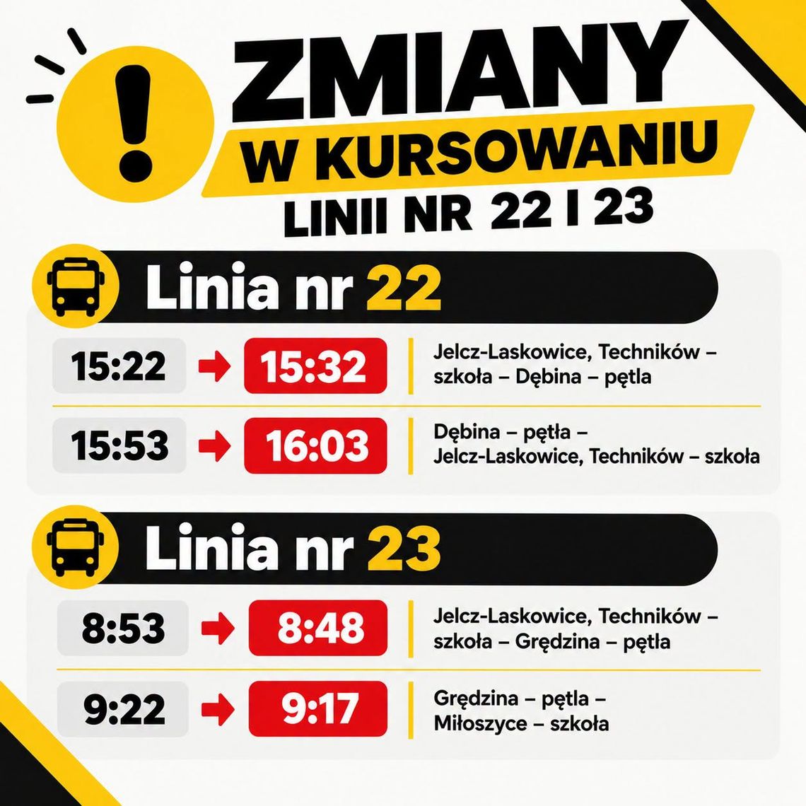 Zmiany w kursowaniu autobusów PKS Zmiany w kursowaniu autobusów PKS