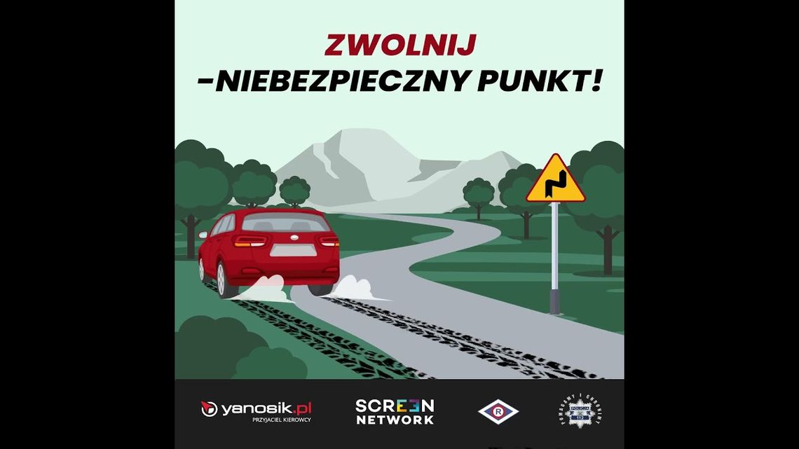 "Zwolnij - niebezpieczny punkt"