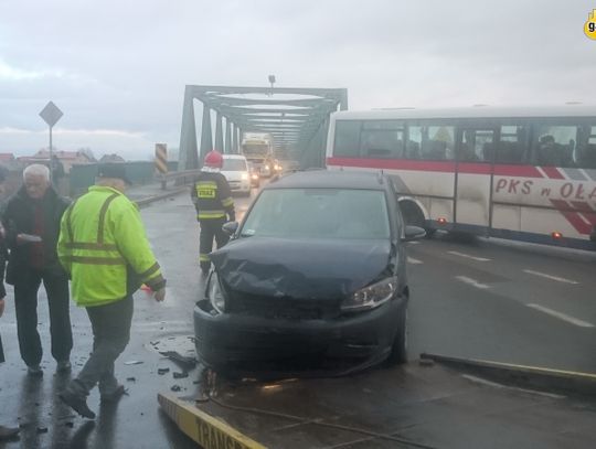 Wypadek przed mostem. Kierująca bez uprawnień!