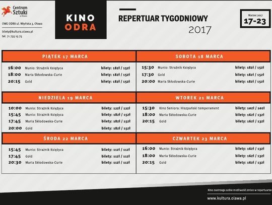 Co w kinie &quot;Odra&quot;. Repertuar od 17 marca