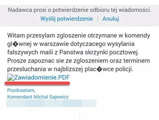 To nie od policji! Lepiej usuń taką wiadomość