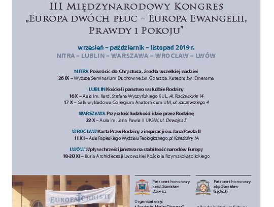 Zapraszamy na wrocławską część Kongresu &quot;Europa Christi&quot;