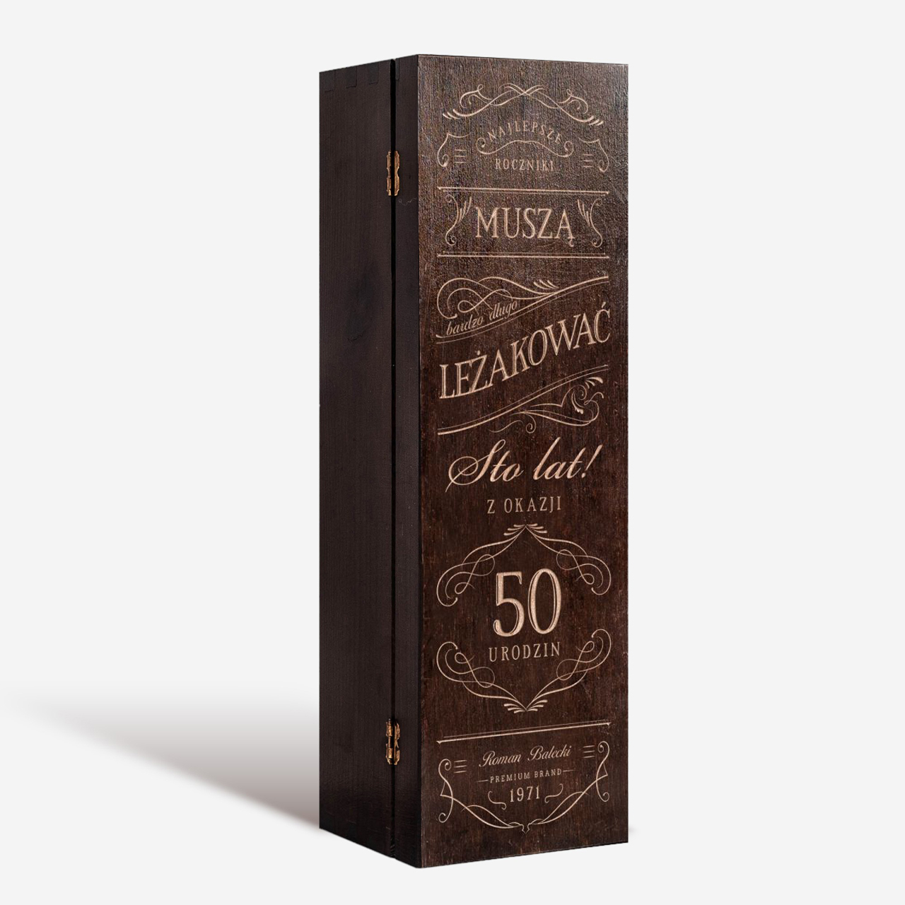  Personalizowana skrzynka na whisky PREZENT NA 50 URODZINY DLA BRATA 